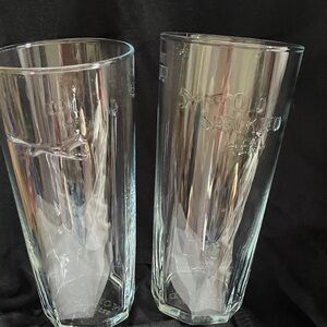 OLD SPECKLED HEN                Embossed Tall Clear Glass Tumblers - Set of 2